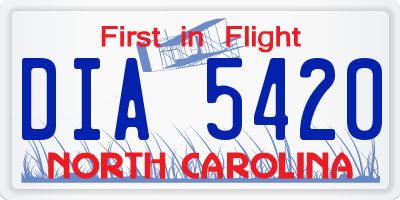 NC license plate DIA5420