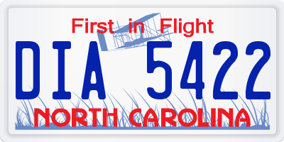 NC license plate DIA5422