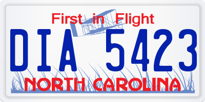 NC license plate DIA5423