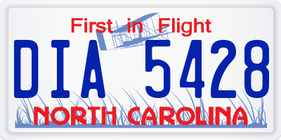 NC license plate DIA5428