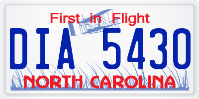 NC license plate DIA5430