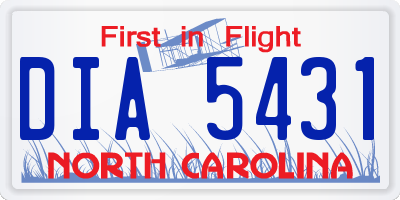 NC license plate DIA5431