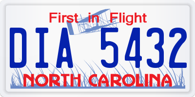 NC license plate DIA5432