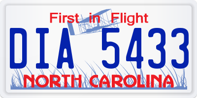 NC license plate DIA5433
