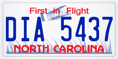 NC license plate DIA5437