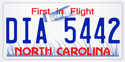 NC license plate DIA5442