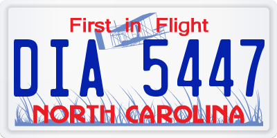 NC license plate DIA5447