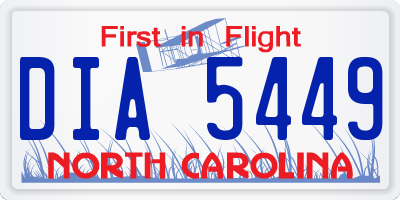 NC license plate DIA5449