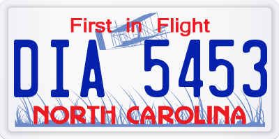 NC license plate DIA5453
