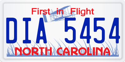 NC license plate DIA5454