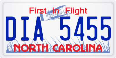 NC license plate DIA5455
