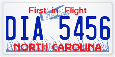 NC license plate DIA5456