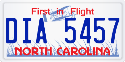 NC license plate DIA5457