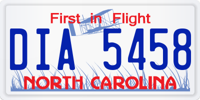 NC license plate DIA5458