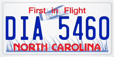 NC license plate DIA5460
