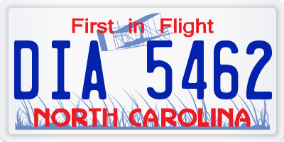 NC license plate DIA5462