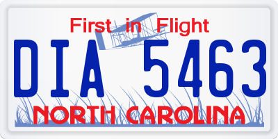 NC license plate DIA5463