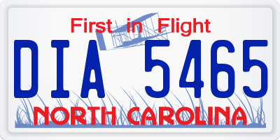 NC license plate DIA5465