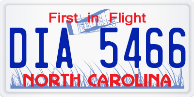 NC license plate DIA5466
