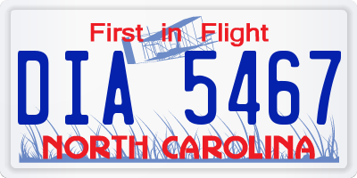 NC license plate DIA5467