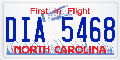 NC license plate DIA5468