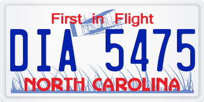 NC license plate DIA5475