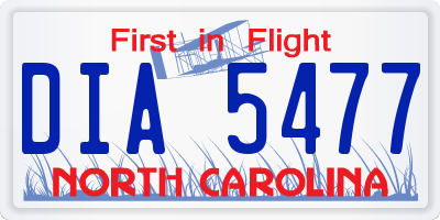 NC license plate DIA5477