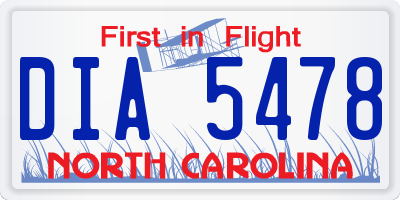 NC license plate DIA5478