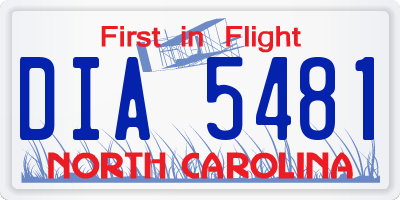 NC license plate DIA5481
