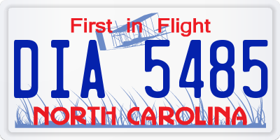 NC license plate DIA5485
