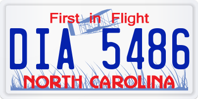 NC license plate DIA5486