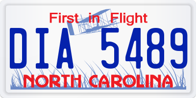 NC license plate DIA5489