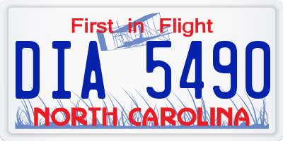NC license plate DIA5490