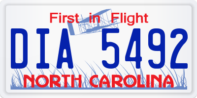NC license plate DIA5492
