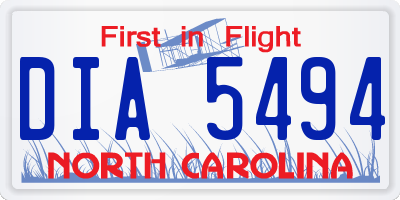 NC license plate DIA5494