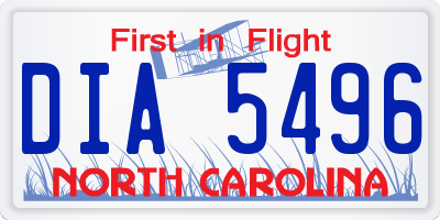 NC license plate DIA5496