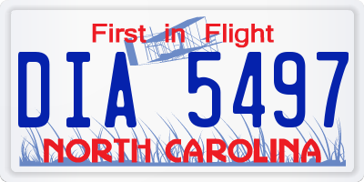 NC license plate DIA5497