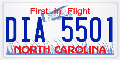 NC license plate DIA5501