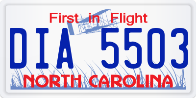 NC license plate DIA5503