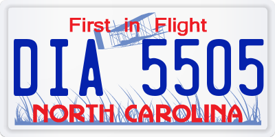 NC license plate DIA5505