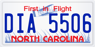 NC license plate DIA5506