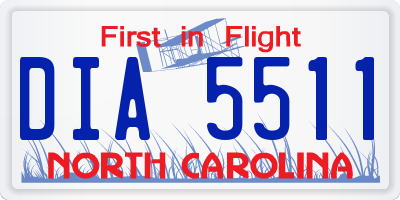 NC license plate DIA5511