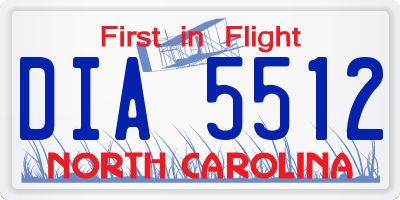 NC license plate DIA5512