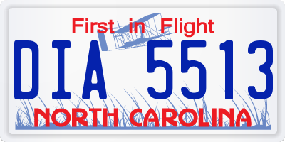 NC license plate DIA5513