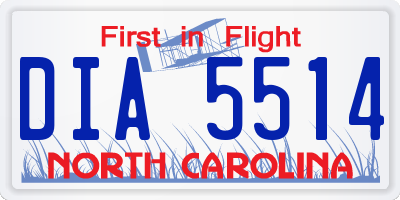 NC license plate DIA5514