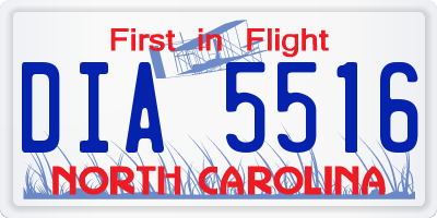 NC license plate DIA5516