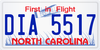 NC license plate DIA5517