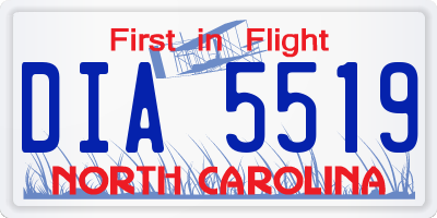 NC license plate DIA5519