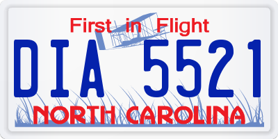 NC license plate DIA5521