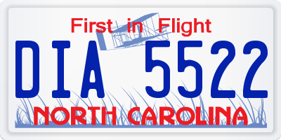 NC license plate DIA5522